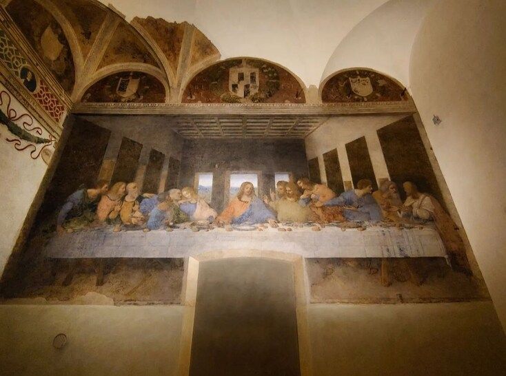 Perspectiva central de La Última Cena de Leonardo con punto de fuga en la figura de Jesús