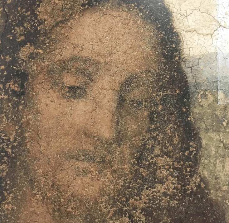 Detalle del mural de La Última Cena de Leonardo en el refectorio de Santa Maria delle Grazie