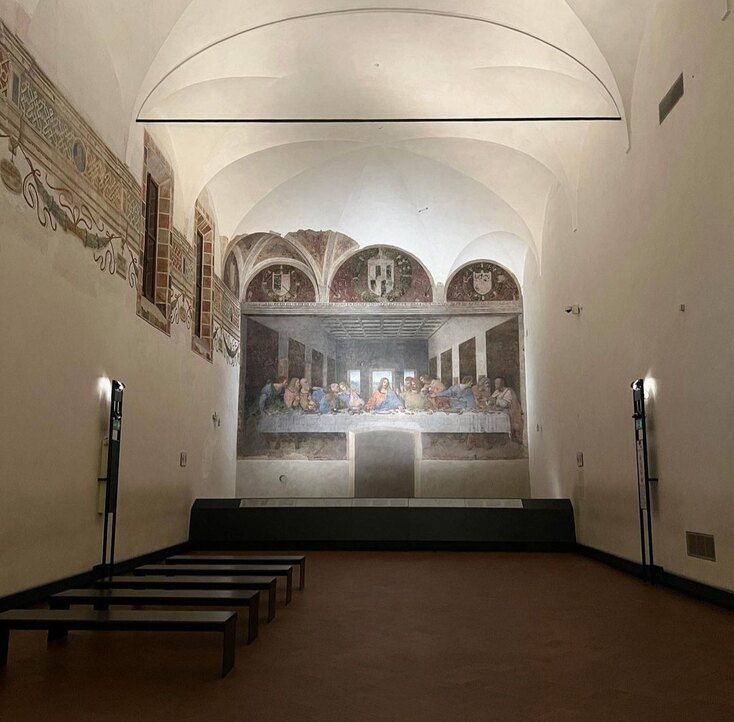 Sala del refectorio donde se encuentra La Última Cena de Leonardo en Santa Maria delle Grazie