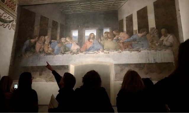 Detalle del mural de La Última Cena de Leonardo en Milán