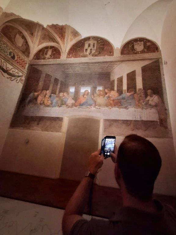 Detalle de los apóstoles en La Última Cena de Leonardo da Vinci